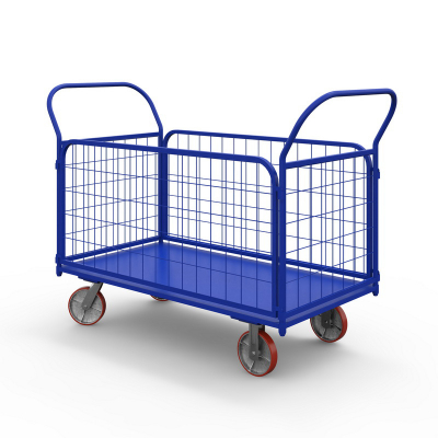 Тележка платформенная с сетчатыми бортами ТС 7 (800х1400) г/п 600 кг.200 чугун/полиуретан HV Market