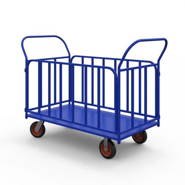 Тележка платформенная с трубчатыми бортами ТБ 4 (600х1200) г/п 600 кг.160 литая протекторная резина