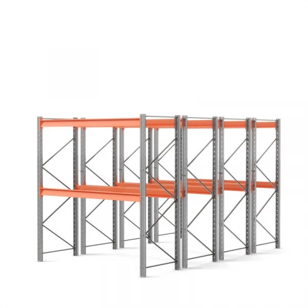 Стеллаж двойной глубины 3000х2700х1100 мм. Уровни хранения: пол+2 (2400 кг на ярус) HV Market