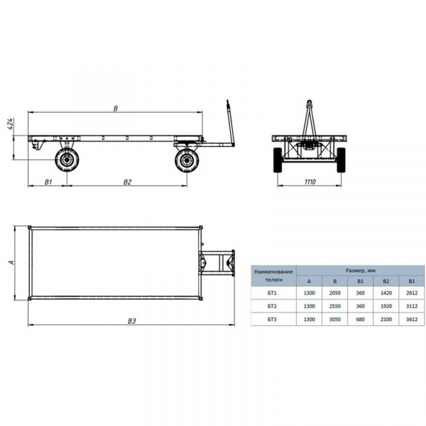 Большегрузная тележка БТ 2 Н  (1250 х 2500) без колес HV Market
