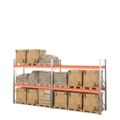 Две секции стеллажа металлического паллетного 2500х2700х1100 мм (70.1.5). Ярусы: пол+2 HV Market