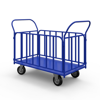 Тележка платформенная с трубчатыми бортами ТБ 6 (800х1200) г/п 550 кг.200 серая резина HV Market