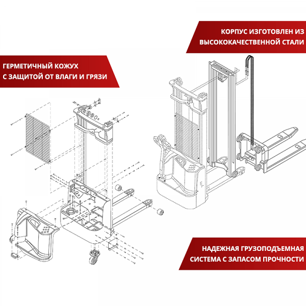 Самоходный штабелер OXLIFT AX12 3000 мм 1200 кг HV Market