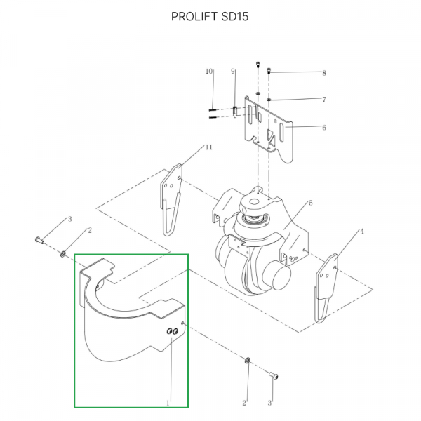 Кожух моторного отсека для тележек SD15